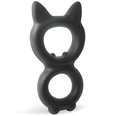  Черное двойное эрекционное кольцо с кошачьими ушками 
