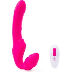  Розовый безремневой страпон на радиоуправлении Strapless Together 22 см 