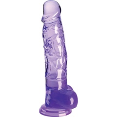  Фиолетовый фаллоимитатор с мошонкой на присоске 8’’ Cock with Balls 22,2 см 