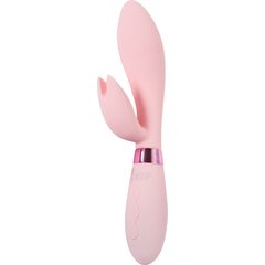  Нежно-розовый вибратор-кролик с независимыми моторчиками Indeep Malena 21,5 см 
