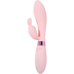  Нежно-розовый вибратор-кролик с независимыми моторчиками Indeep Theona 21,5 см 