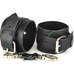  Черные кожаные наручники с пряжками IDEAL 