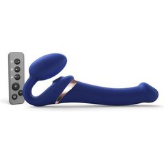  Синий безремневой страпон Multi Orgasm Size M с клиторальной стимуляцией 