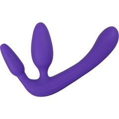  Фиолетовый безремневой страпон с двумя пробками Triple Teaser 
