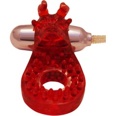  Красное эрекционное кольцо со съемным виброэлементом Bulls Eye Ring 