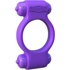  Фиолетовое эрекционное кольцо с 2 виброэлементами Magic Touch Couples Ring 