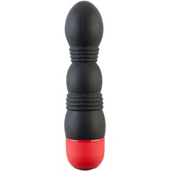  Чёрный вибратор с рельефным тельцем 11,4 см 