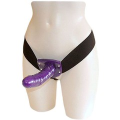  Фиолетовый женский страпон на эластичных ремешках 16 см 