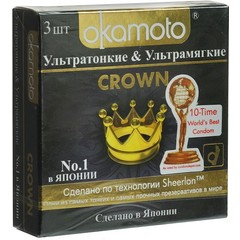  Ультратонкие ультрамягкие презервативы телесного цвета Okamoto Crown 3 шт 
