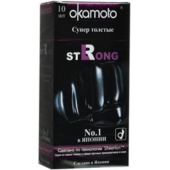  Супер прочные презервативы чёрного цвета Okamoto Strong 10 шт 