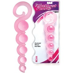  Розовая анальная цепочка из 5 шариков различного диаметра 25,5 см 