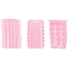  Набор из 3 розовых рельефных насадок на пенис SENSO RINGS 