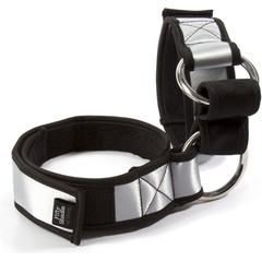  Серебристо-чёрные наручники с меховой подкладкой Promise to Obey 