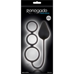  Чёрная анальная пробка Renegade 3 Ring Circus Large Black с эрекционными кольцами 