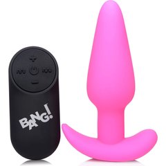  Розовая анальная вибропробка с пультом ДУ 21X Remote Control Vibrating Silicone Butt Plug 10,4 см 