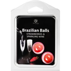  Набор из 2 шариков с массажным маслом Brazilian Balls с ароматом клубники и шампанского 