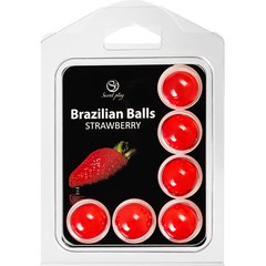  Набор из 6 шариков с массажным маслом Brazilian Balls с ароматом клубники 