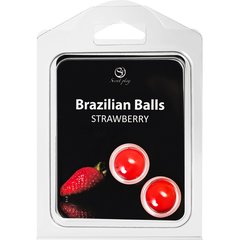  Набор из 2 шариков с массажным маслом Brazilian Balls с ароматом клубники 