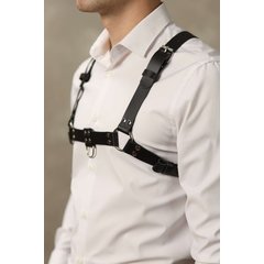  Черная мужская кожаная портупея №4 