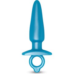  Голубая анальная пробка с кольцом Sleek Tapered Silicone Plug 15 см 