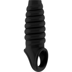  Чёрная насадка на пенис черная SONO №21 с открытой головкой 