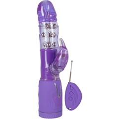  Фиолетовый вибратор хай-тек Control Me Rabbit с пультом ДУ 24 см 