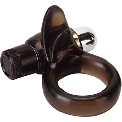  Дымчатое эрекционное кольцо VIBRO RING CLITORAL TONGUE BLACK 