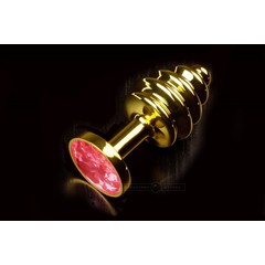  Маленькая золотистая витая пробка с рубиновым кристаллом 7,5 см 