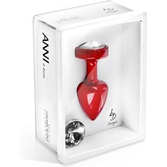  Красная анальная пробка с 2 сменными кристаллами Anni Magnet T3 Red Cristal/black 9 см 