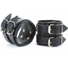  Черные широкие наручники с двумя ремешками 