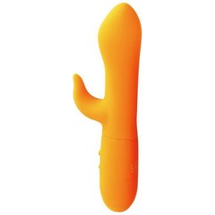  Оранжевый вибратор Adele со стимулятором клитора 17 см 