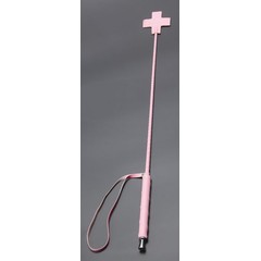  Розовый стек с наконечником-крестом из искусственной кожи 70 см 