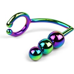  Радужное эрекционное кольцо с анальной ёлочкой Rainbow Horse Shoe Cock Ring with Trio of Anal Balls 