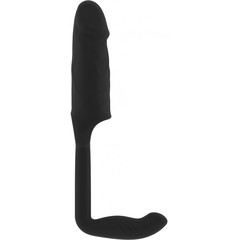  Чёрная насадка с анальной вставкой Stretchy Penis Exten and Plug No.38 