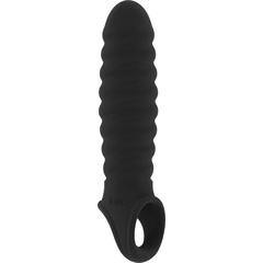  Чёрная ребристая насадка Stretchy Penis Extension No.32 