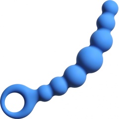  Синяя упругая анальная цепочка Flexible Wand 18 см 