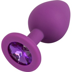  Фиолетовая анальная пробка с кристаллом 8 см 