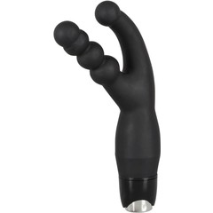  Чёрный анально-вагинальный вибратор Double Vibrator 21 см 