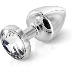  Серебристая пробка ANNI round silver plated T3 с прозрачным кристаллом 9 см 
