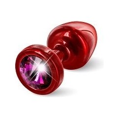  Красная пробка с малиновым кристаллом ANNI round Red T1 Fuschia 6 см 