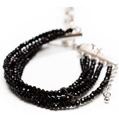  Чёрно-серебристые наручники-браслеты из агата Tenero Amore 