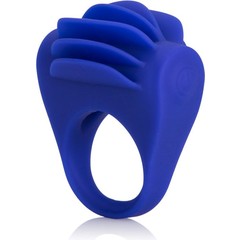  Синее эрекционное кольцо с рёбрышками и вибрацией Silicone Fluttering Enhancer 