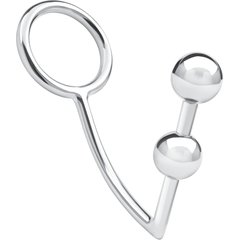  Кольцо на пенис с анальным стимулятором Two Bead Stainless Steel Anal Hook Cock Ring 