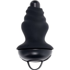  Черный вибростимулятор со съёмной насадкой Echo 15,3 см 