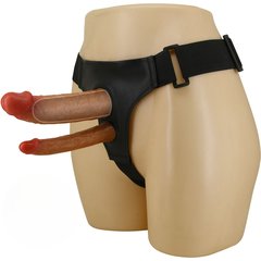  Темно-бежевый фаллопротез для двойного проникновения 17,5 см 