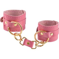  Розовые однослойные кожаные наручники 