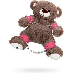  Бондажный набор: бурый мишка с розовыми оковами и наручниками 
