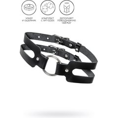  Черный кожаный чокер-ошейник из двух ремешков 