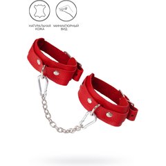  Красные кожаные узкие оковы со скруглёнными углами 