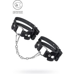  Черные кожаные оковы из двух ремешков 